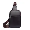 Herren PU Leder Brusttasche Dunkelbraun Lässige Schultertasche Umhängetasche für Outdoor - Braun