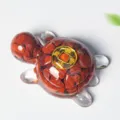 Statue de tortue en cristal et résine avec pierres rouges décoration porte-bonheur feng shui - Jaspe Rouge
