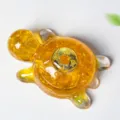 Ornement de tortue en cristal naturel rempli de résine, sculpture déco de chance. - Citrine
