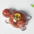 Figurine de tortue en résine de cristal naturel porte-bonheur feng shui décoration d'intérieur - Agate rouge