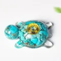 Superbe tortue en cristal turquoise ornement en résine remplie décoration maison - Turquoise