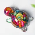 Figurine tortue en cristal de resine decoration porte-bonheur sculpture artisanale de luxe - Coquillage Coloré