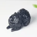 Exquisite black crystal resin Pomeranian dog figurine, cute home decor mascot ornament. - Obsidian