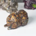 Resin filled natural crystal Pomeranian dog figurine exquisite home ornament desk decor - Tiger's Eye