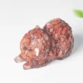 Crystal Pomeranian dog figurine resin filled gemstone animal sculpture for home decor. - Red Jasper