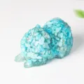 Blue crystal resin Pomeranian dog figurine, cute puppy crystal ornament for home decor. - Turquoise