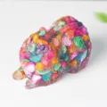 Resin filled natural crystal Pomeranian dog figurine colorful cute puppy desktop ornament - Colorful Shell
