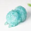 Crystal Pomeranian Dog Figurine Resin Craft Cute Puppy Sculpture Home Decor Light Blue - Aquamarine