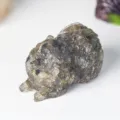 Natural crystal resin Pomeranian dog figurine, cute desktop ornament for home decor. - Black Labradorite