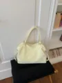 Light yellow polka dot tote bag, casual large capacity shoulder bag for daily commuting and work. - No Pendant / Yellow