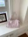 Stylish pink tote bag for women, large capacity shoulder bag, casual everyday commuter handbag. - With Pendant / Pink