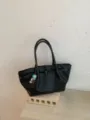 Koreaanse retro geweven shopper zwart grote capaciteit casual schoudertas damestas - Met Hanger / Zwart