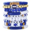 Blau weiß Ton perlen armband set fußball thema gestapelte perlen schmuck geschenk für damen - Blau Weiß Touch Down Set (ZJ13486)