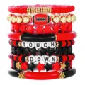 Rot-schwarze Football Perlenarmband Set Variante, stilvolles mehrlagiges stapelbares Design. - Rot Schwarz Gold Touch Down Set (ZJ13488)