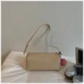 Minimalistische beige cilindrische schoudertas, stijlvolle PU lederen handtas voor dames. - Zonder hanger / Khaki