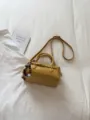 Stylish yellow vintage shoulder bag for women with bead charm and buckle strap design. - No Pendant / Yellow