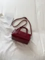 Burgundy PU leather barrel handbag chic fashion women everyday crossbody shoulder bag - No Pendant / Red