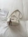White fashion shoulder bag for women, trendy casual crossbody handbag with beaded charm. - With Pendant / Off White