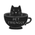 Black cat coffee cup enamel pin, cute animal brooch badge for clothes and bags. - Black Cat in Teacup Style (XZ6582)