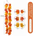Autumn artificial maple leaf vine decoration, 100cm hanging plant for holiday party home - Premium 3D Maple Leaf Style A02 / Total Length approx 100cm