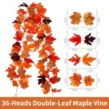 Guirlande de feuilles d'érable artificielles d'automne avec 36 têtes, 1.75m, déco. - Style de Feuille d Érable 3D Premium C04