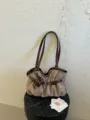Retro pleated shoulder bag for women, chic brown slouchy underarm tote with heart pendant. - With Pendant / Khaki