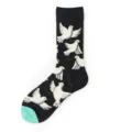 stilvolle schwarze wadenhohe socken mit weissem tauben muster trendige streetwear atmungsaktiv - Einheitsgröße / Taube