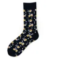 Schwarze Socken mit Bierkrug Motiv mittelhoch für Damen und Herren lässiger Streetwear Stil - Einheitsgröße / Bier vom Fass