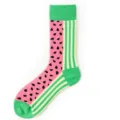 Kreative Mid-Tube Socken mit fröhlichem Wassermelonen-Muster und gestricktem Streifendesign. - Einheitsgröße / Wassermelone