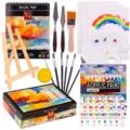Complete 40-piece acrylic paint set with canvas pad, brushes, palette, and art tools. - 40pcs Set