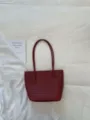 Burgundy Woven Leather Tote Bag Casual Chic Ladies Shoulder Handbag for Daily Use - No Pendant / Red