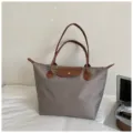 Waterproof nylon tote bag for women, large capacity stylish casual shoulder dumpling handbag. - Gray