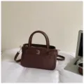 Retro brown brushed women handbag stylish commuter crossbody bag versatile shoulder bag daily use - No Pendant / Brown