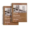 KALOUR Confezione da 2 Blocchi per Sketch 9x12 Pollici 100 Fogli Carta da Disegno - Set Copertina in Carta Kraft Marrone