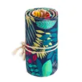 Astuccio per matite in tela arrotolabile con matite colorate, organizer foglie tropicali. - 2B / 72 Colori
