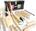 42-piece pottery clay sculpting tool set with wooden handles and stainless steel metal tips. - 42pcs Set