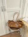 Vintage brown tote bag for women, large capacity casual slouchy shoulder handbag daily. - Khaki Without Charm