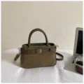 Retro women olive green handbag commuter brushed single shoulder crossbody bag stylish daily - No Pendant / Green