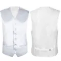 Elegante weiße Herren Anzugweste einreihend schmale Passform für Hochzeit Business Top Mode. - S / Oberteile / Weiß (Vorderseite) mit Weiß (Rückseite)