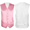 Herren Anzugweste rosa Vorderseite weisse Rueckseite einreihig Hochzeit Business Weste - S / Oberteile / Rosa (Vorderseite) mit Weiß (Rückseite)