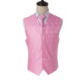 Herren rosa Paisley Jaquard Weste Krawatte Set, schmale Passform Hochzeitsanzug Detail. - S / Oberteile / Rosa