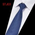 Klassische Business-Krawatte aus Polyester-Jacquard für Herren mit elegantem blauem Muster. - Blau Jacquard (STJ03)