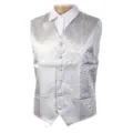 Herren silberfarbene Blumenmuster formelle Weste für Hochzeiten Business Events, Vorderansicht. - S / Oberteile / Silber