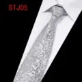 Herren silber grau vintage jacquard krawatte formell business hochzeit hemd zubehör - Grau Silber Retro Muster (STJ05)