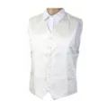 Weisse herren anzug weste slim fit paisley jacquard hochzeit business gilet herrenmode - S / Oberteile / Weiß