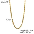 Gold Twist Chain Titanium Steel Rope Necklace 45+5cm Trendy Minimalist Jewelry Item - Twist Rope Chain (ZX2336D)