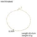 Gold stainless steel bead chain necklace detail shot showing delicate link design. - Beaded Satellite Chain (HX47816BW0)