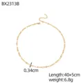 Gold titanium steel figaro chain necklace, 40+5cm length, 0.34cm width, lightweight design. - Classic Figaro Chain (BX2313B)