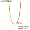 Gold stainless steel herringbone chain detail shot, width 0.3cm, adjustable length. - Snake Bone Chain (AL35532D0W0)