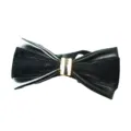 Men's PU leather rhinestone bow tie, elegant black bowtie for weddings and business. - Suede Patchwork